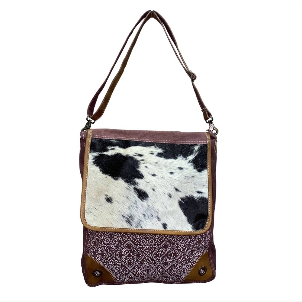 Hand print it canvas and Hide Crossbody